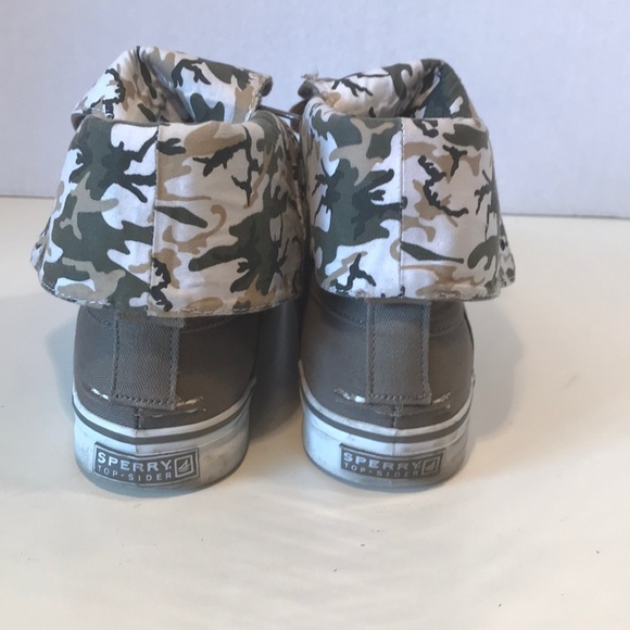 Sperry Army Green & Camouflaged Hi-Top Sneakers 6 - Picture 3 of 6